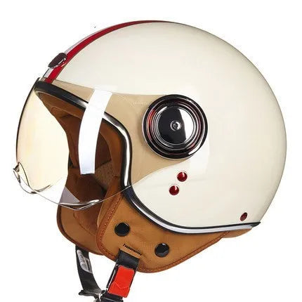 Scrambling motorcycle electric bicycle half helmet in ABS plastic shell available in white red green colours