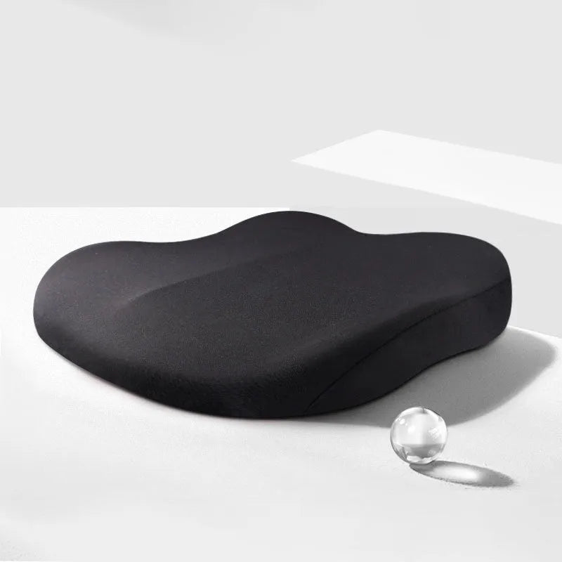 Square car seat cushion with ice silk fabric cover showing 10cm thickness for height increasing support