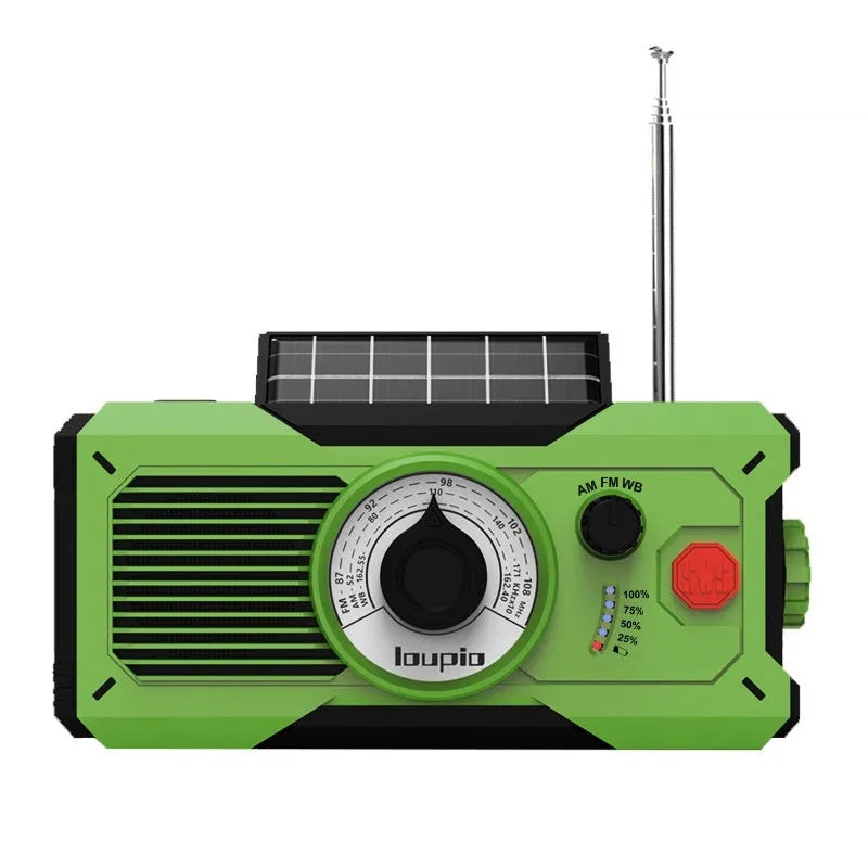Orange ABS multifunctional emergency hand radio with reading light and flashlight display