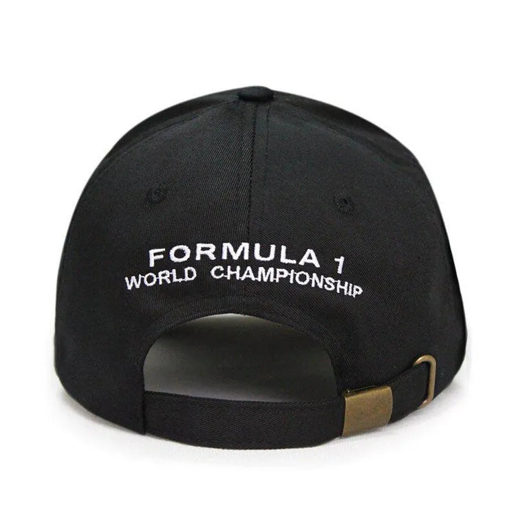 Black canvas baseball cap with embroidery and adjustable closure on a neutral background