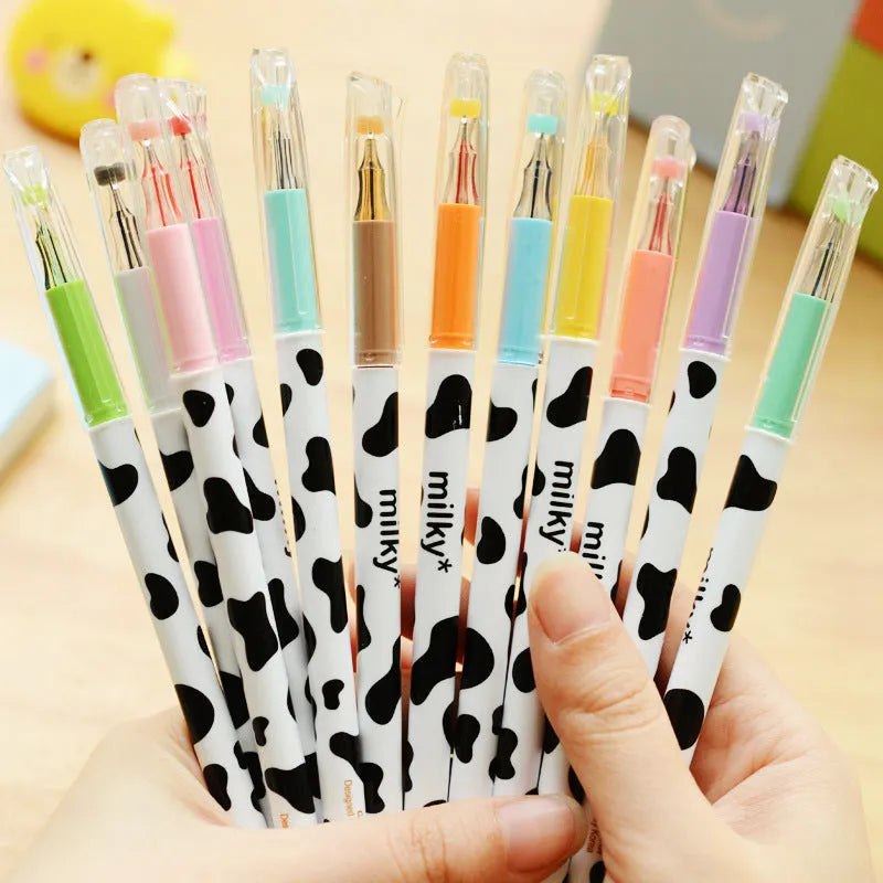 Box of 12 assorted cow-colour gel pens with 0.38mm fine tips.