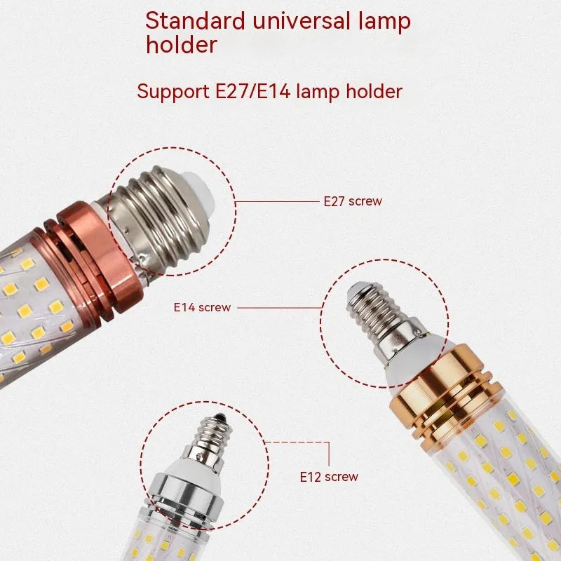 E14 LED corn bulb 12W 60 beads constant current tri-colour dimming white neutral warm light