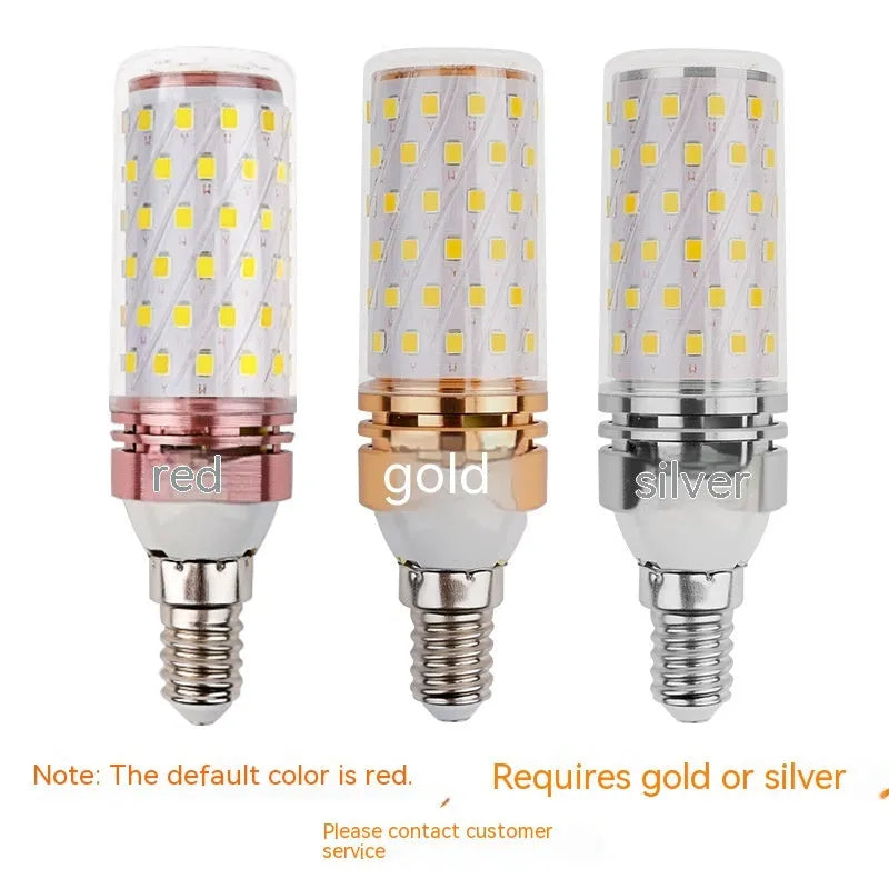 E14 LED corn bulb 12W 60 beads constant current tri-colour dimming white neutral warm light