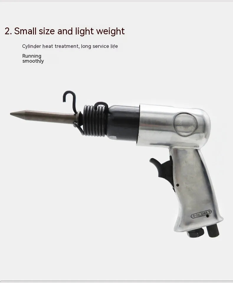 Industrial air hammer tool with brake pad removal air pick and hex handle configuration