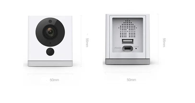 White small square indoor camera, 50 x 50 x 56mm, 1080P, 110° wide angle, night vision, 100g