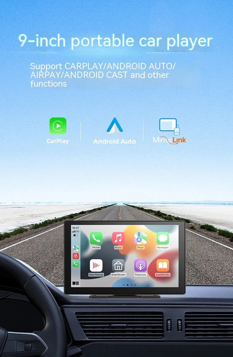 9-inch car touch screen GPS and driving recorder unit for centre console mounting