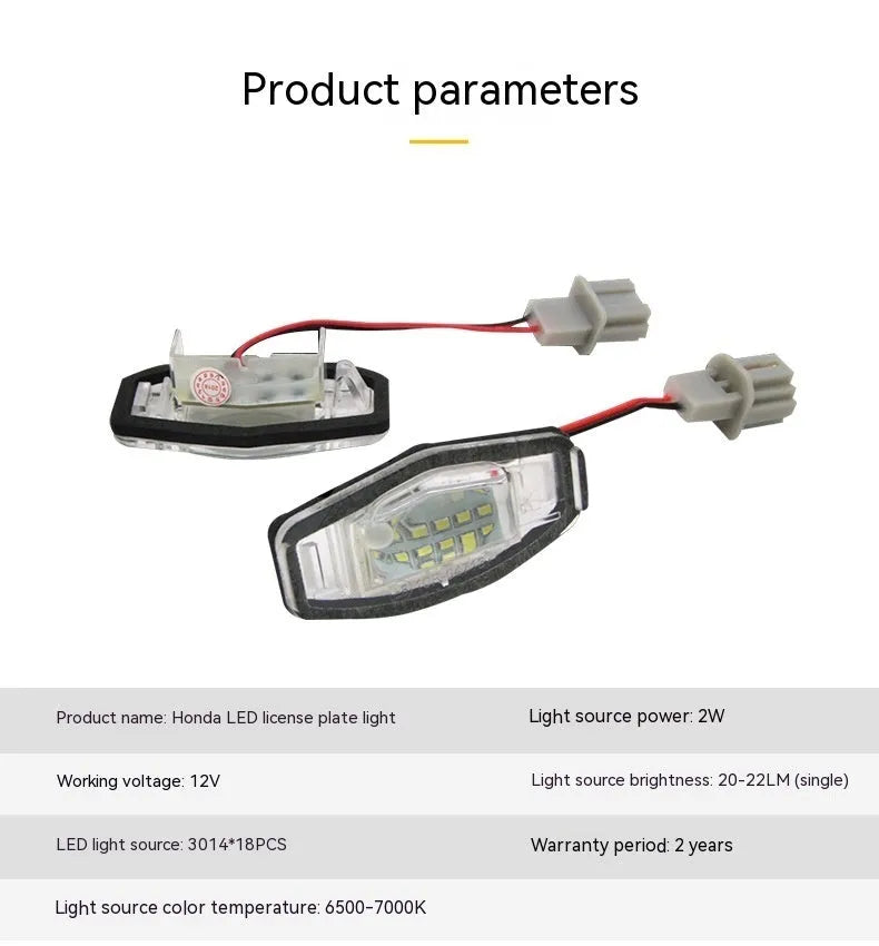 Cool white LED license plate light unit for Honda Civic with plastic housing