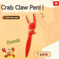 A ballpoint pen with a unique metal crab-shaped clip on its cap.
