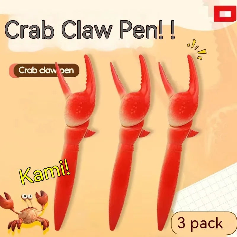 A ballpoint pen with a unique metal crab-shaped clip on its cap.
