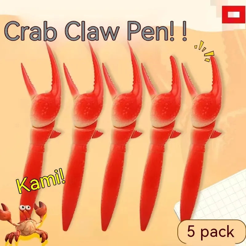 A ballpoint pen with a unique metal crab-shaped clip on its cap.