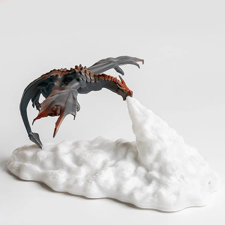3D printed dragon night light with breathing fire light effect, 200mm size, USB rechargeable