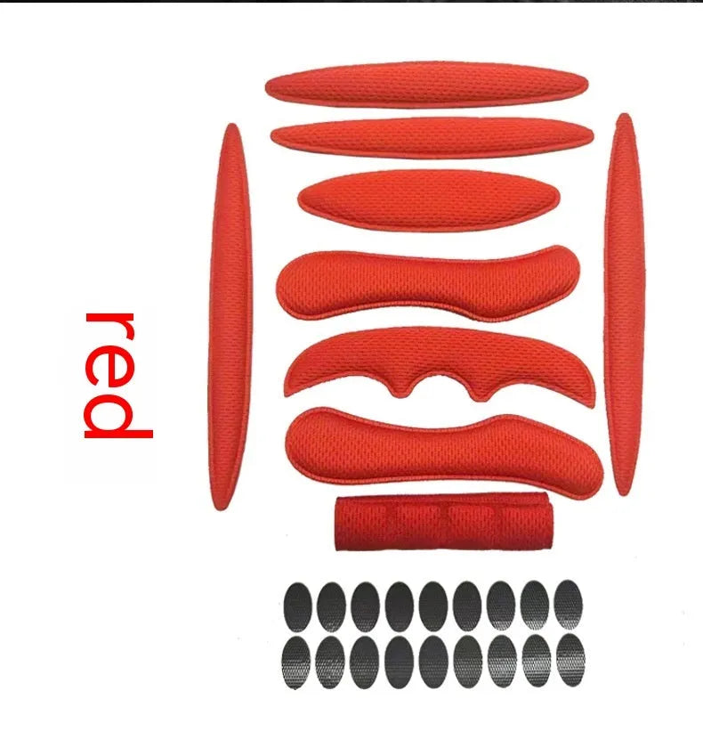 Universal cycling helmet sponge liner with Velcro chin pad in blue, black, red, or grey