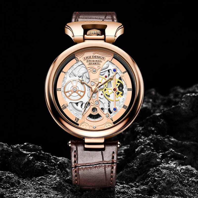 Men's casual waterproof wrist watch 13mm zinc alloy case belt strap stainless steel buckle