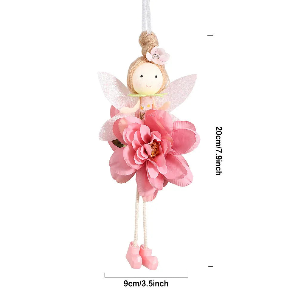 Cloth pendant decoration with elf fairy and flower angel girl design in multiple colour options