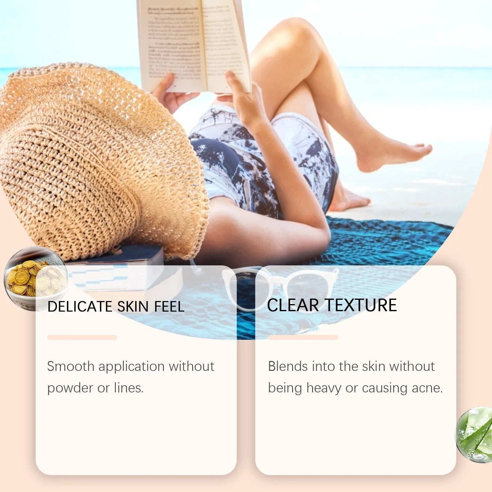 50ml sunscreen tube with titanium dioxide and aloe extract for summer UV protection