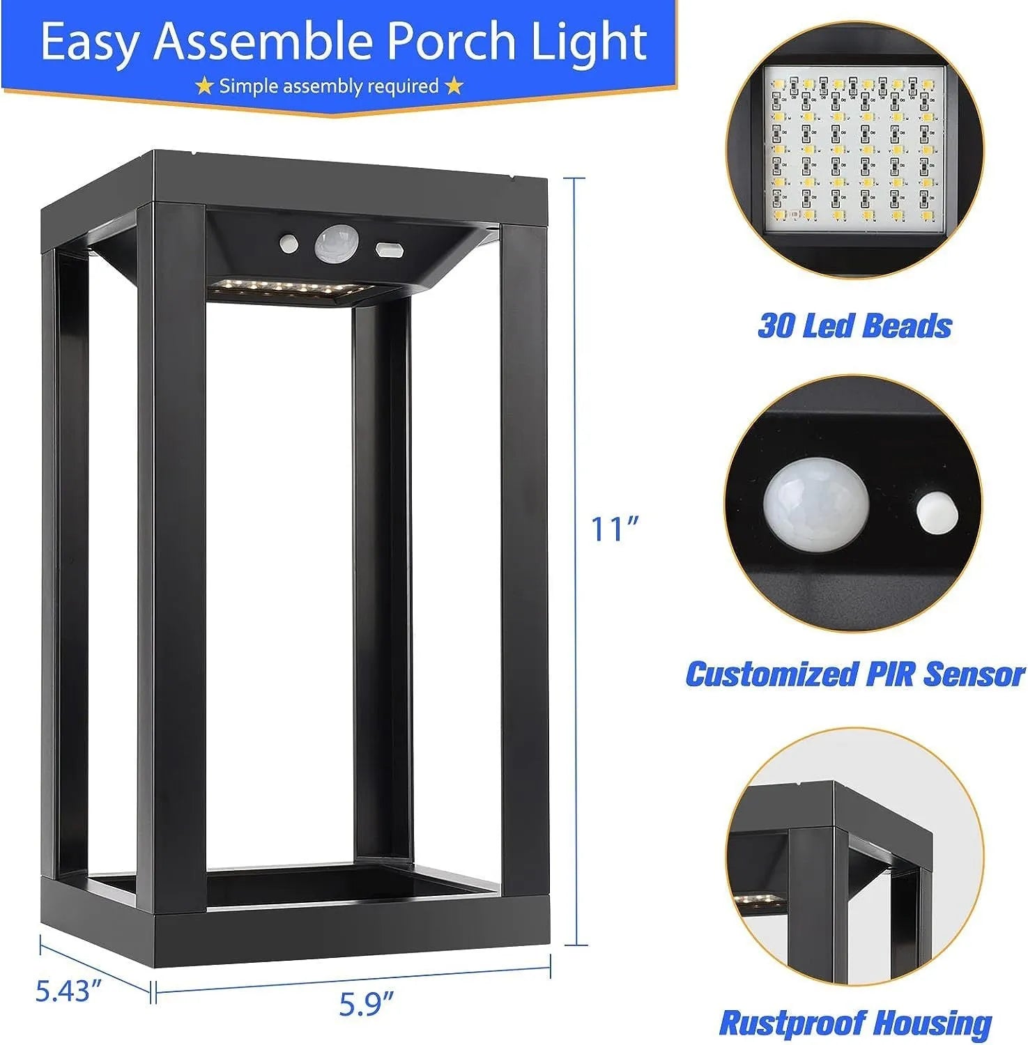 Modern Chinese style waterproof solar outdoor wall lamp for garden and courtyard lighting