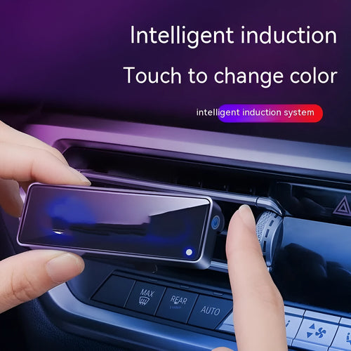 Black car aromatherapy unit with LED light for air outlet mounting and fragrance sticks