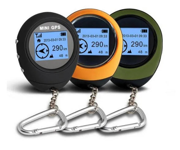 Mini GPS multi-function locator handheld outdoor tracker with matte finish in green 65x52x21mm