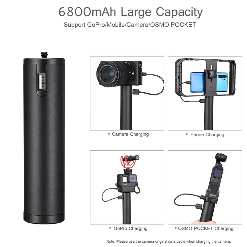 Black aluminium alloy portable power bank showing its slim 12.5cm length.