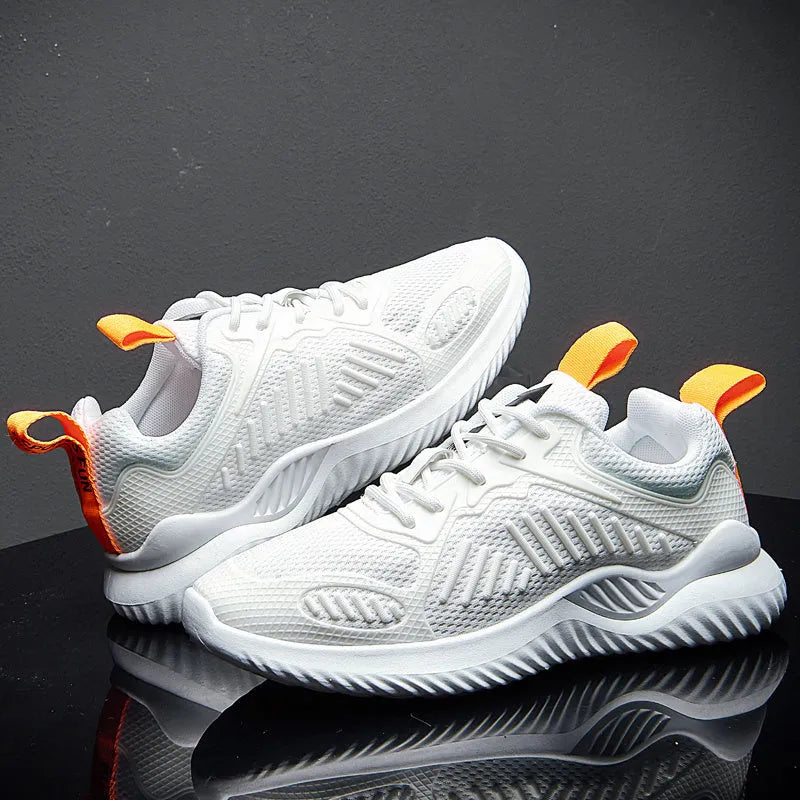 Casual running shoes with mesh upper and plastic sole in black colour style