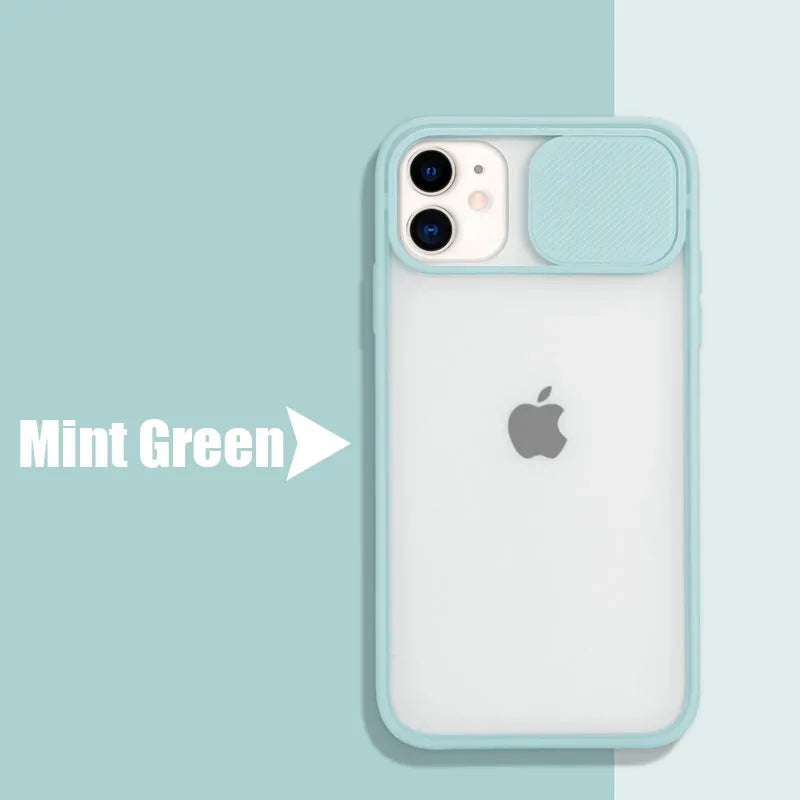 Silicone iPhone case with frosted texture around camera lens in solid colour