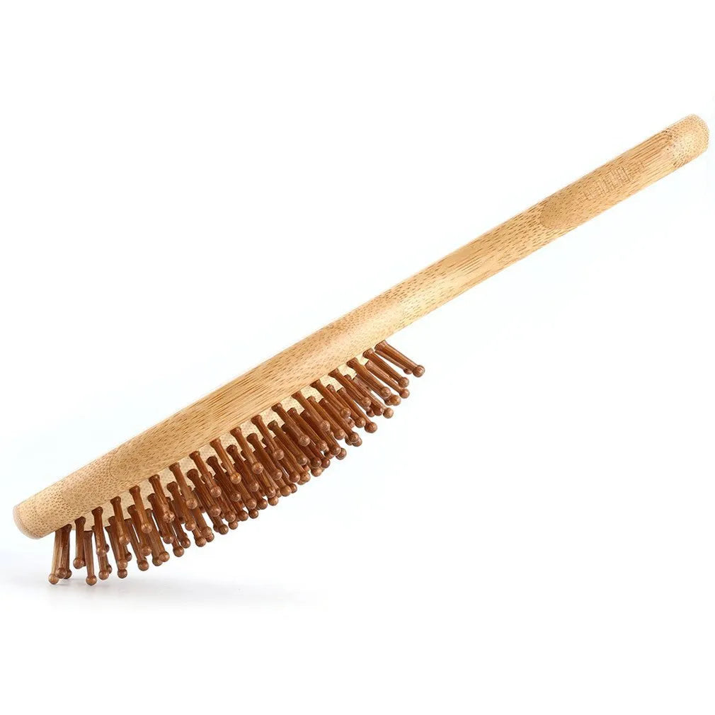 Carbonised bamboo cushion massage comb with smooth finish, 66x218mm size