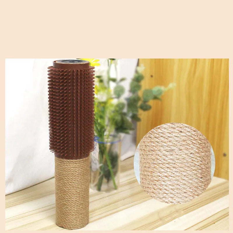 Brown or grey sisal cat scratching post measuring 30cm long