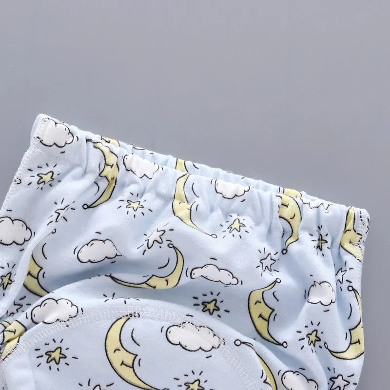 Washable 6-layer gauze training pants in pure cotton, unisex, sizes S M L, multiple colours.