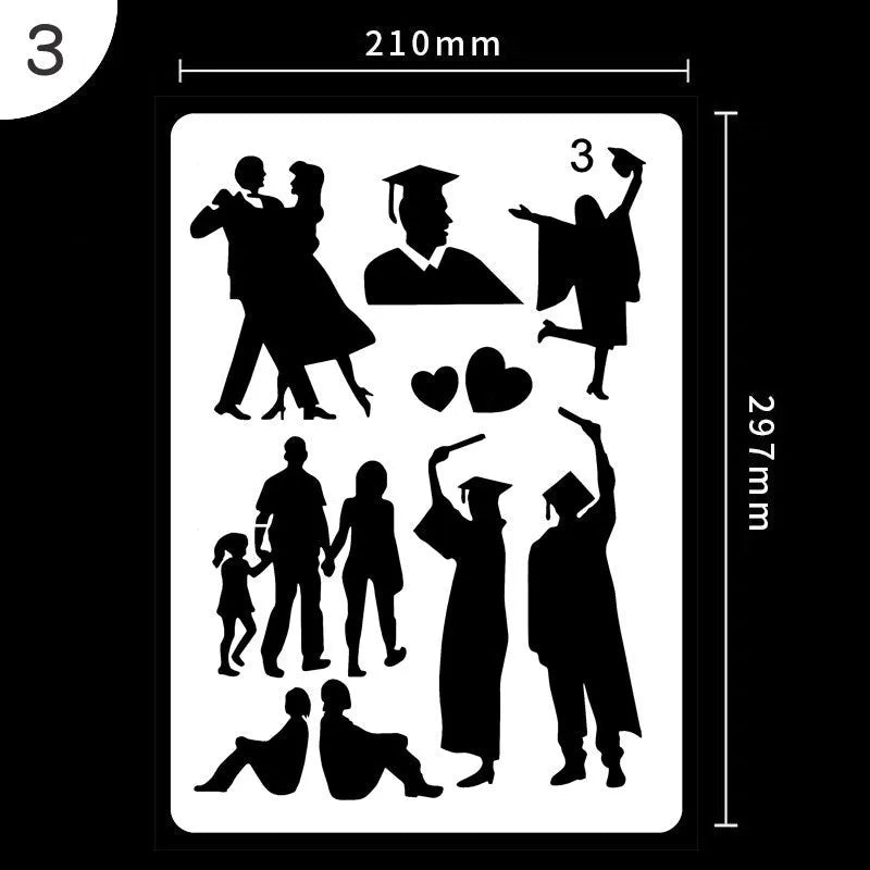 White plastic drawing stencil kit with reusable templates for art and craft designs