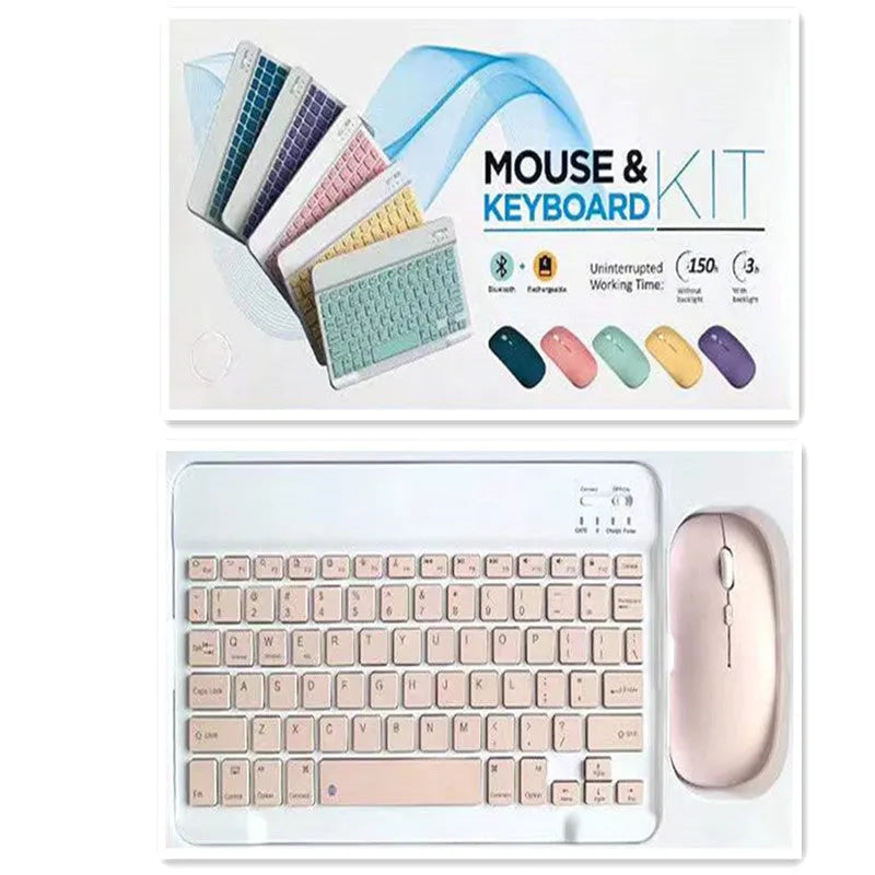 Bluetooth keyboard and mouse set in choice of colours with 10-inch keyboard and dual-mode or single-mode mouse.