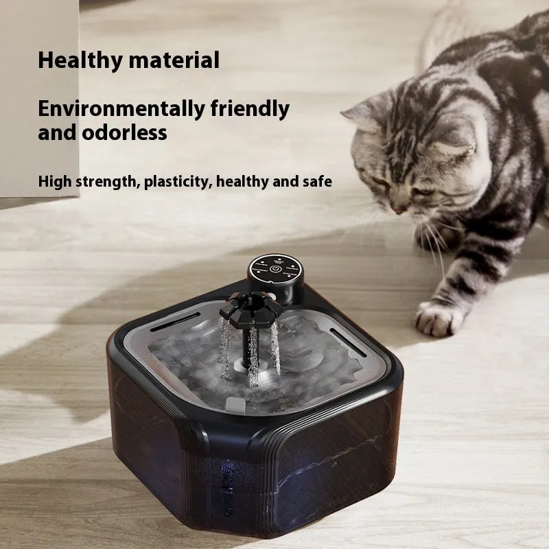 Stainless steel pet water dispenser with wireless induction automatic water outlet for dogs and cats, black or white