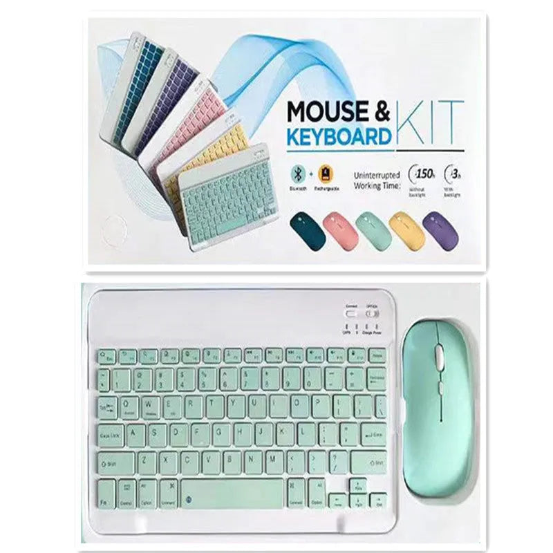 Bluetooth keyboard and mouse set in choice of colours with 10-inch keyboard and dual-mode or single-mode mouse.