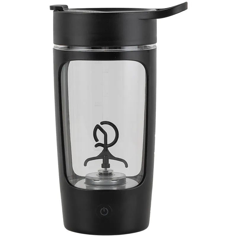 Portable automatic mixing cup in choice of colours, showing 650ml capacity and USB charging port.