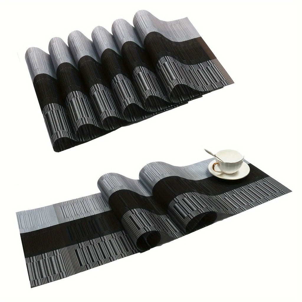 Modern PVC non-slip kitchen placemat for dish drying in gradient bamboo grey colour.