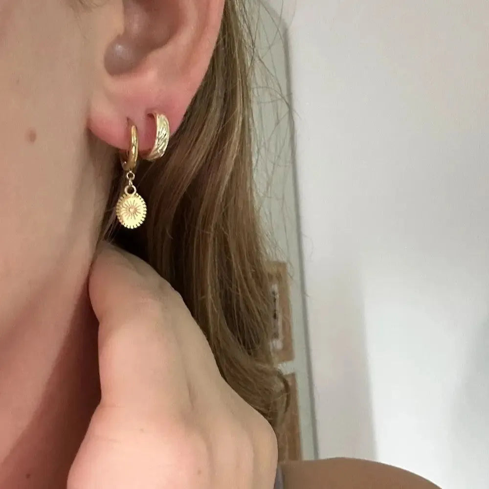 Women's geometric stainless steel earrings with oval accent shapes and ear button fastening