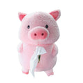Soft plush car tissue box cover in a cartoon lamb design on a car seat.