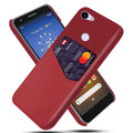 Solid-colour leather back cover case for Google Pixel mobile phone on a table.