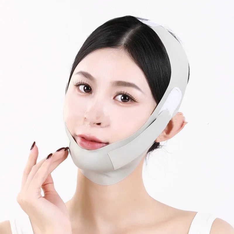 Purple and green V face shaping mask for facial lifting and tightening