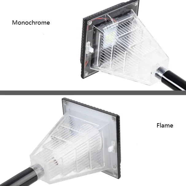 TS-S5103 solar garden light with multiple LED colour options including flame, green, red, and white.