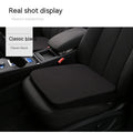 Black thick car seat cushion measuring 42cm by 39cm by 6cm for height and posture support.