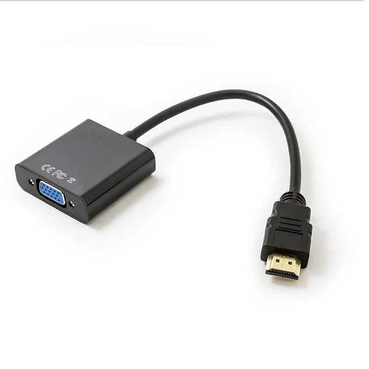 HDMI to VGA converter adapter with 0.3 metre black cable connecting to set-top box