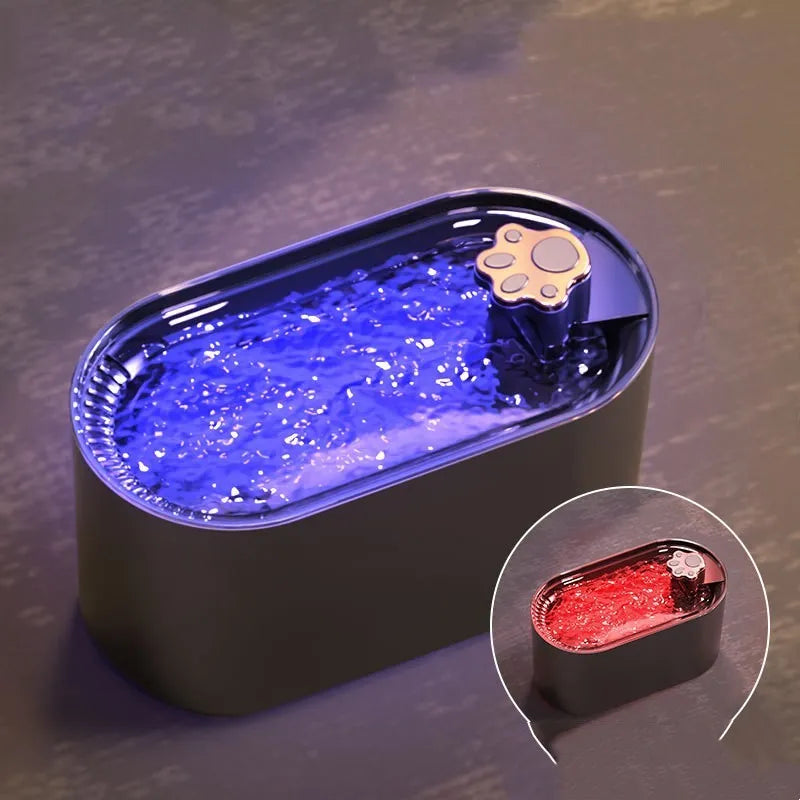 Berlin blue 3L automatic pet water fountain with pump and filter on a floor.