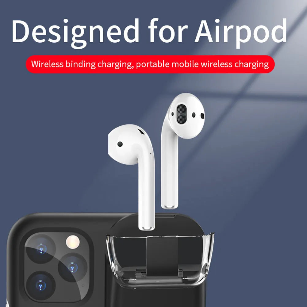 Black matte acrylic and silicone airpods case cover attached to an iPhone charging case