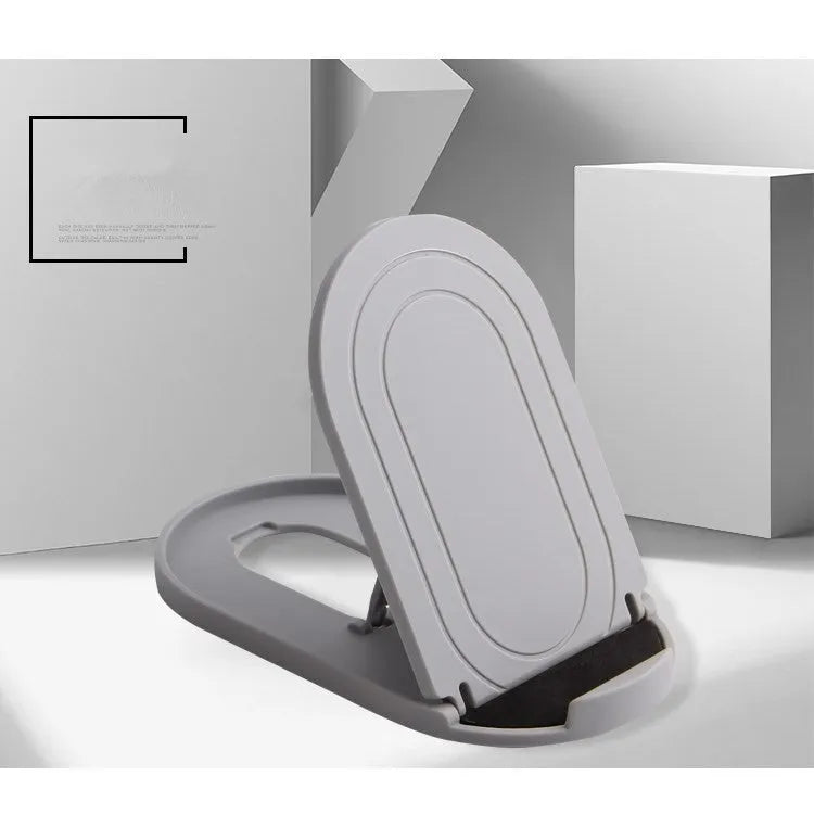 Plastic lazy bracket phone stand holding a mobile phone, shown in multiple colour options