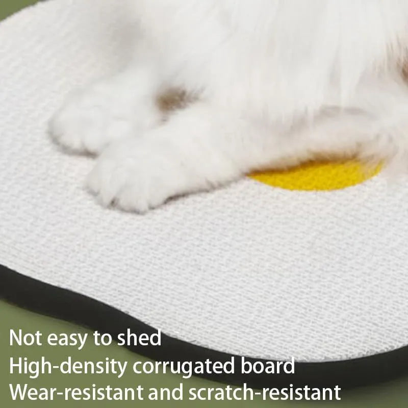 Wall mounted cat scratching board in grey with corrugated surface texture for furniture protection