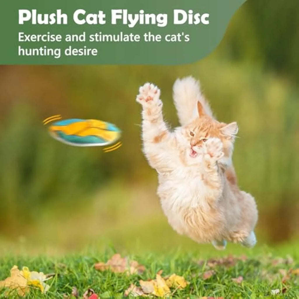 Square plush cat toy with sports ball pattern, featuring catnip and crinkle sound inside.