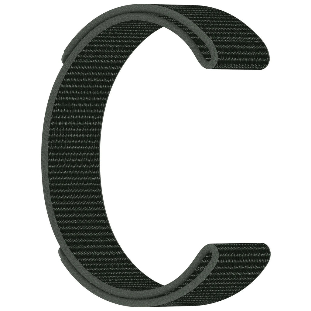 Velcro single circle nylon watchband in black with 22mm width