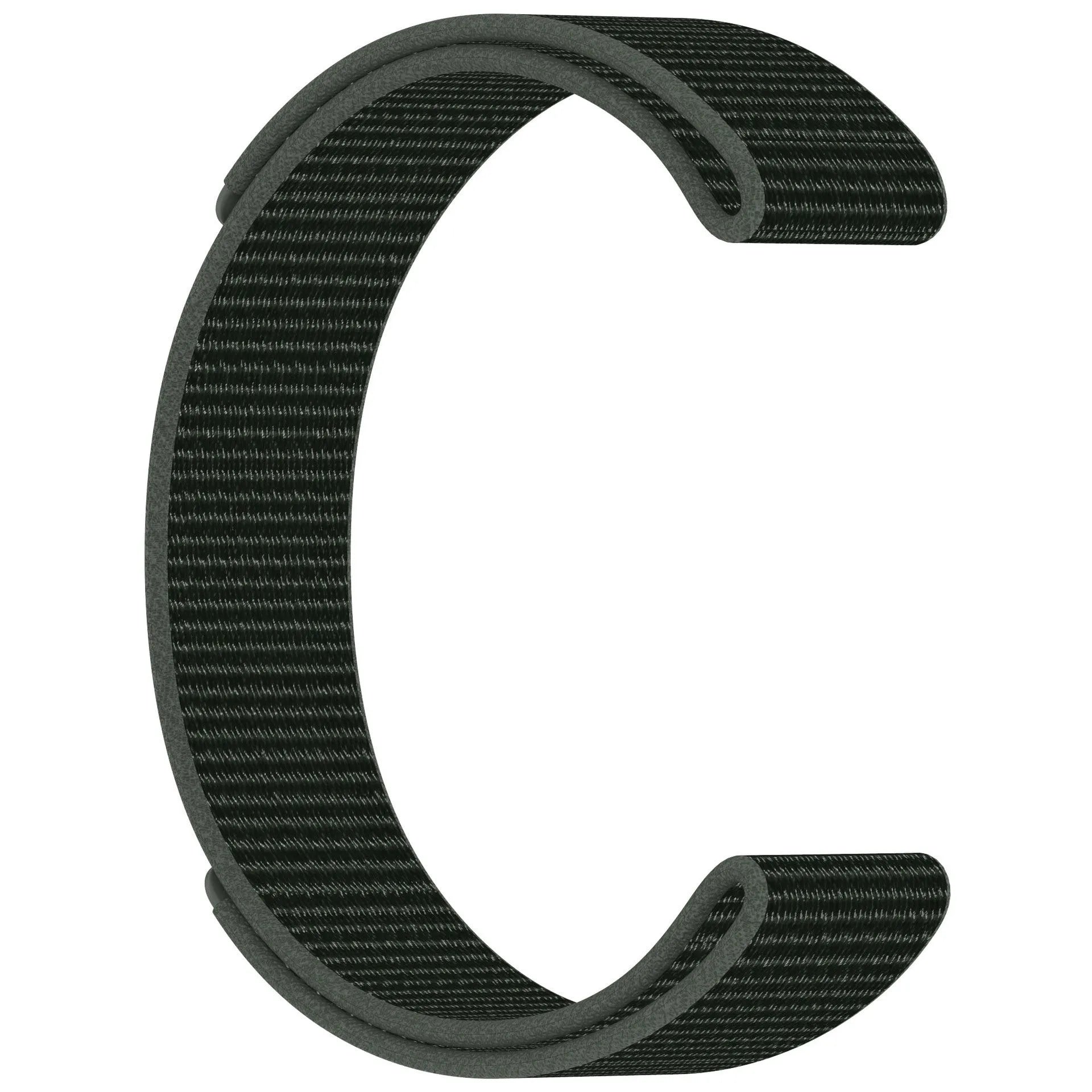 Velcro single circle nylon watchband in black with 22mm width