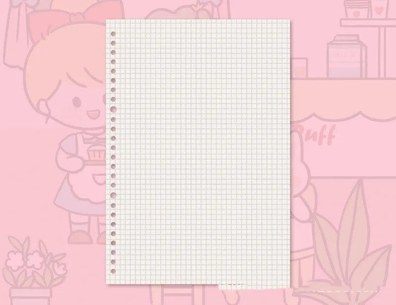 B5 replacement core notebook for detachable big coil binders with whimsical design options showing Snowman, Autumn Travel, Dessert House and Little Witch themes