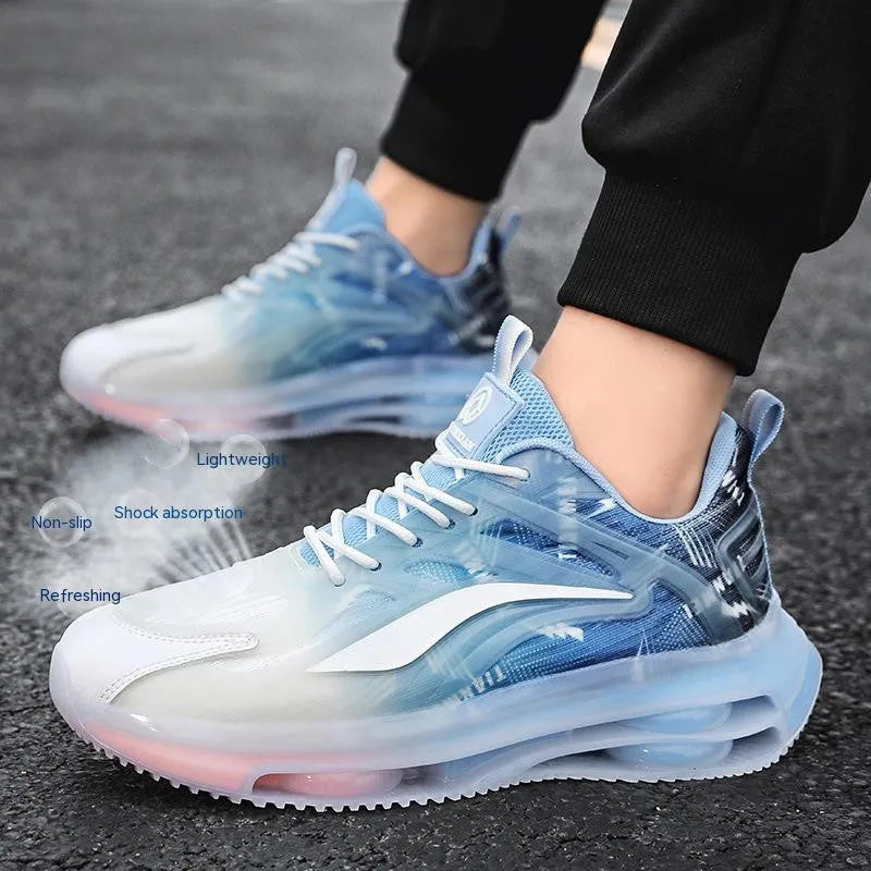 Fashion outdoor large size casual sneakers with fabric upper and lace-up closure
